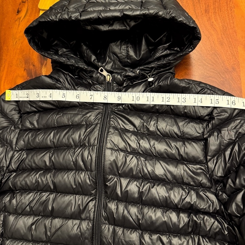 CONTEMPORAINS Lightweight Packable Winter Puffer Black Hooded Down Jacket Coat. - Picture 9 of 16